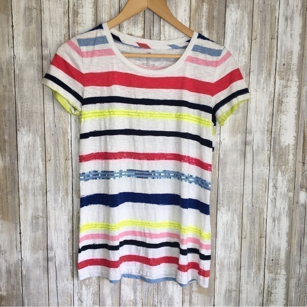 Talbots Striped Sequin Tee